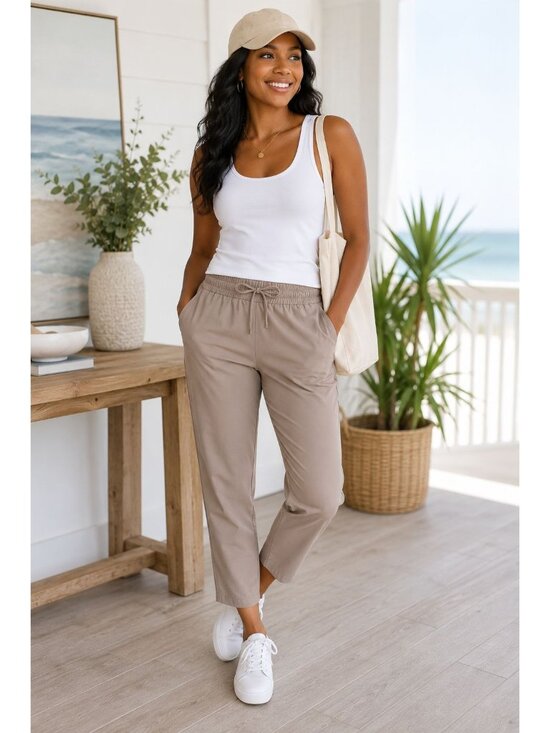 all in motion Pants - All In Motion NWT Women’s Stretch Woven High-Rise Taper Pants Beige Size S